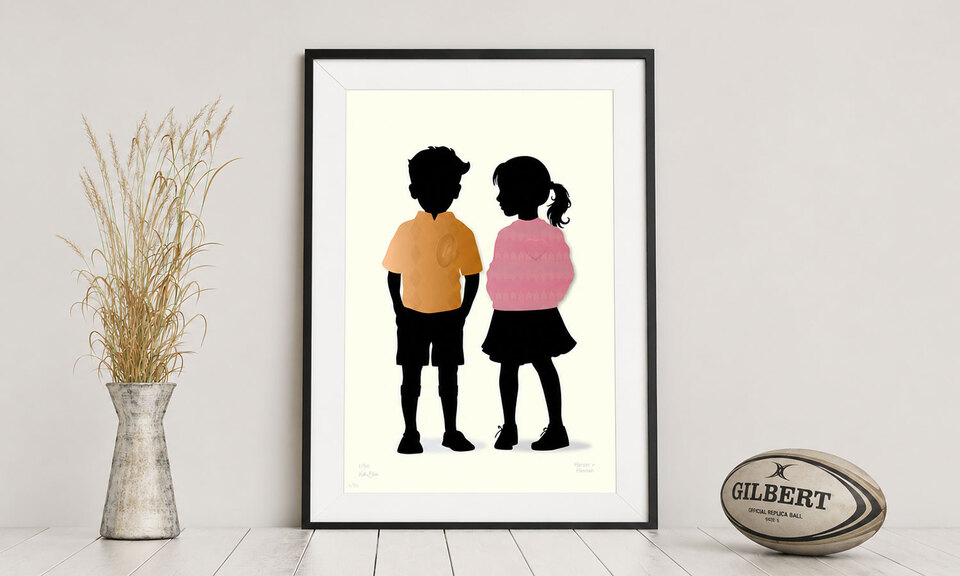 Henare and Hannah framed NZ art print - part of the Art for Causes collection by Willa Black Prints