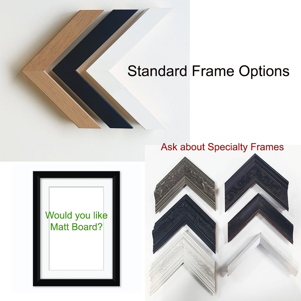 Wall art frame colour and corner options - black white natural timber, Willa Black Prints NZ