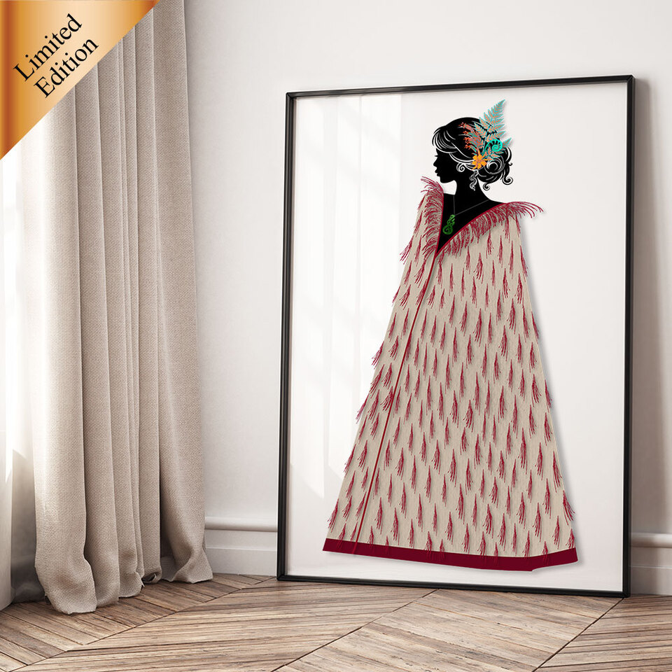 Limited Edition Print of Maori woman in Korowai Cloak by Willa Black prints