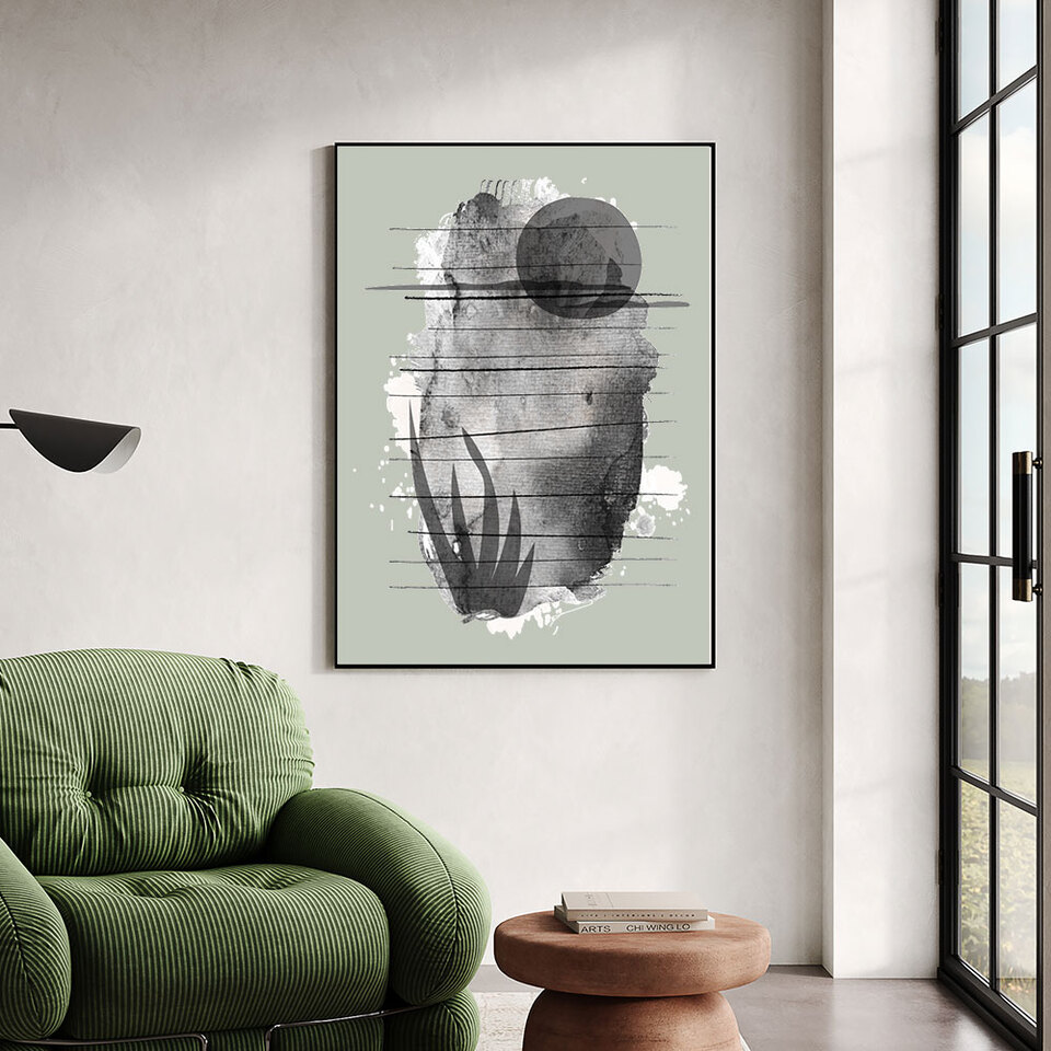 Maramataka abstract black and white Maori art print by Willa Black Prints NZ, referencing the Maori lunar calendar and natural rhythm