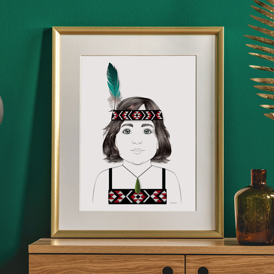 Poto Kapahaka - contemporary Maori art print celebrating kapahaka performance and cultural identity by Willa Black Prints NZ