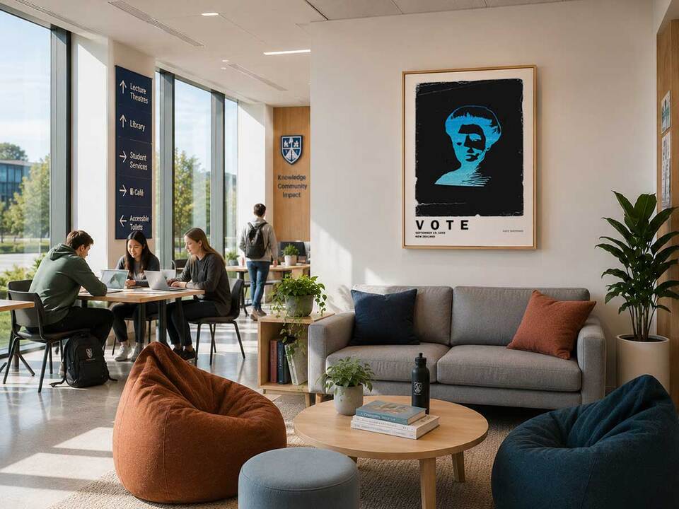 Commercial art mockup - university campus artwork by Willa Black Prints