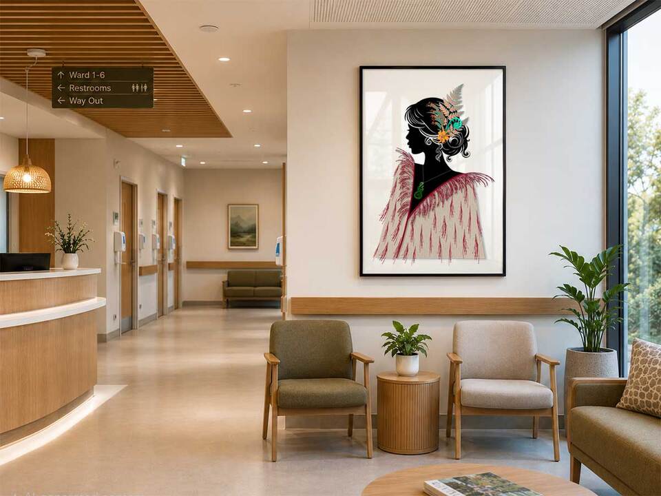 Commercial art mockup - hospital ward artwork by Willa Black Prints