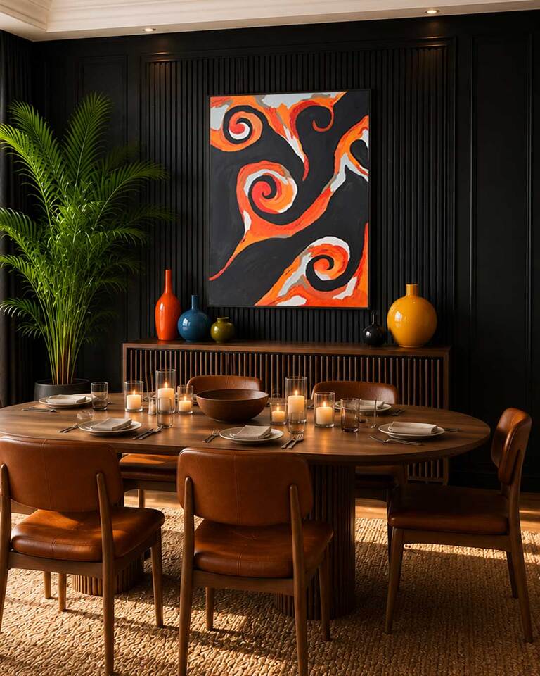 The Elements Collection — Ahi hand-painted abstract Māori art print NZ by Willa Black Prints