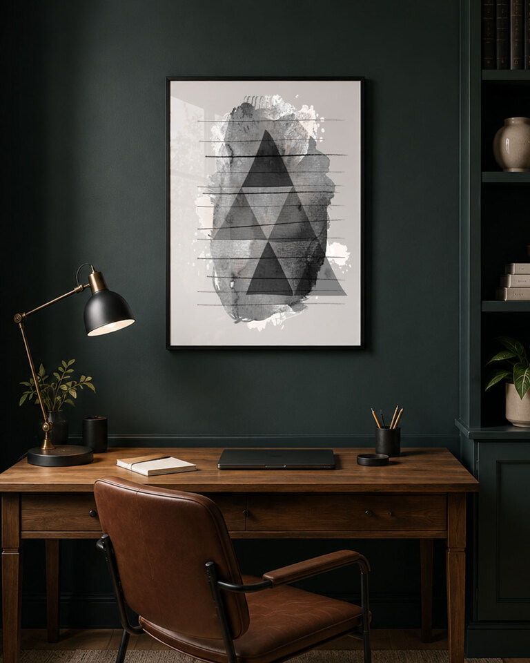 Black and white Māori abstract art print Tapatoru — Te Ao Pango Collection by Willa Black Prints NZ